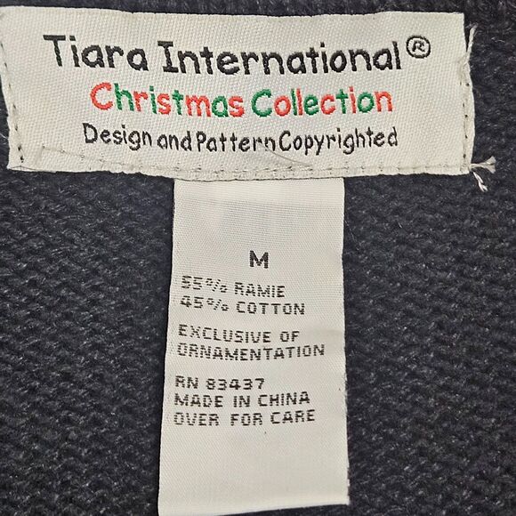Vintage Tiara International Ugly Christmas Sweater Cardigan Stockings Bell Med - Picture 8 of 8